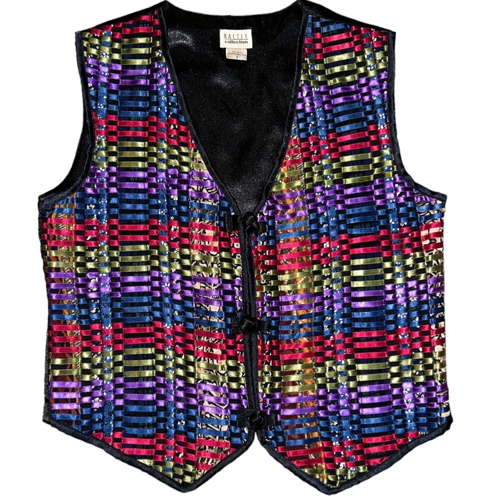 Halsey Lined Mixed Textiles Vintage 90’s Vest Size Small Generously Sized!